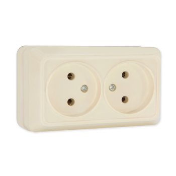 Розетка Олимп 2-ая слоновая кость б/з (10/100)