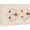 Розетка Олимп 2-ая слоновая кость с/з (10/100)