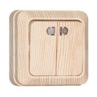 Выключатель Олимп 2кл. сосна подсветка (10/100)