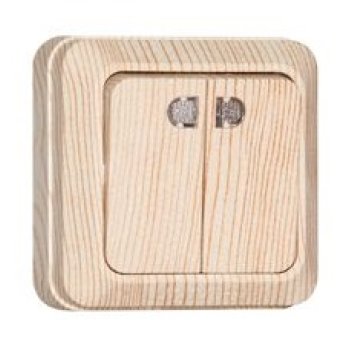 Выключатель Олимп 2кл. сосна подсветка (10/100)
