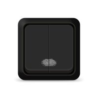 Выключатель Олимп 2кл. подсветка черный (10/200)