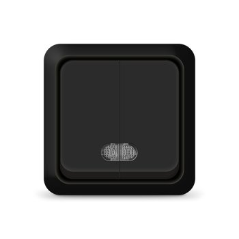 Выключатель Олимп 2кл. подсветка черный (10/200)