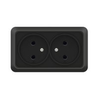 Розетка Олимп 2-ая б/з черный (10/200)