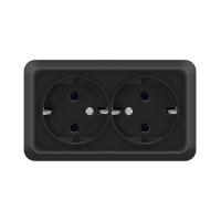 Розетка Олимп 2-ая с/з черный (10/200)