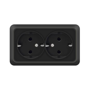 Розетка Олимп 2-ая с/з черный (10/200)