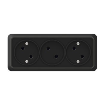 Розетка Олимп 3-ая б/з черный (5/100)