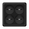 Розетка Олимп 4-ая б/з квадрат черный (12/120)