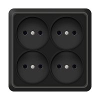 Розетка Олимп 4-ая б/з квадрат черный (12/120)