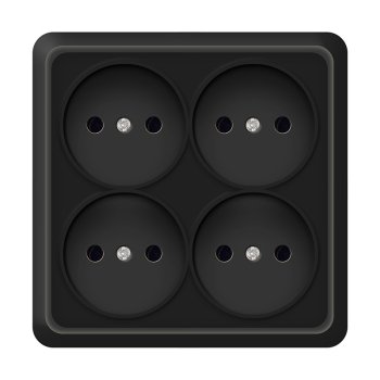 Розетка Олимп 4-ая б/з квадрат черный (12/120)