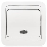 Выключатель Валери 1кл. белый подсветка (10/200)