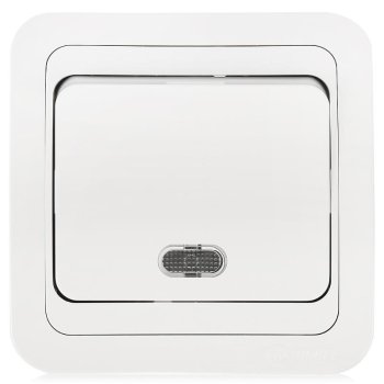 Выключатель Валери 1кл. белый подсветка (10/200)