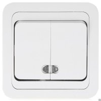 Выключатель Валери 2кл. белый подсветка (10/200)