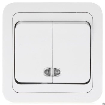 Выключатель Валери 2кл. белый подсветка (10/200)