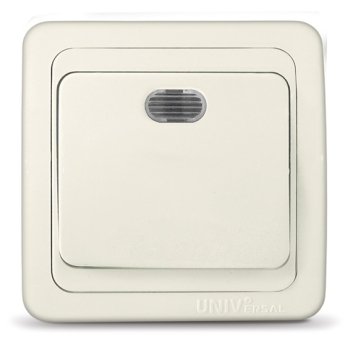 Выключатель Валери 1кл подсветка слоновая кость (10/100)