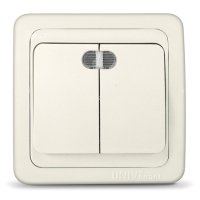Выключатель Валери 2кл. слоновая кость подсветка (10/100)