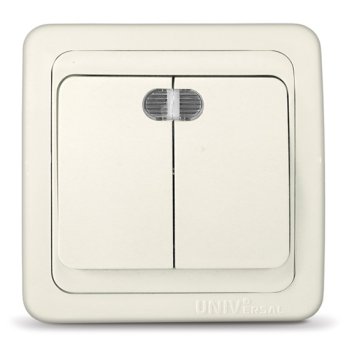 Выключатель Валери 2кл. слоновая кость подсветка (10/100)