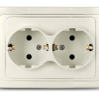 Розетка Валери 2-ая слоновая кость с/з (10/100)