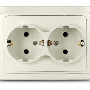 Розетка Валери 2-ая слоновая кость с/з (10/100)