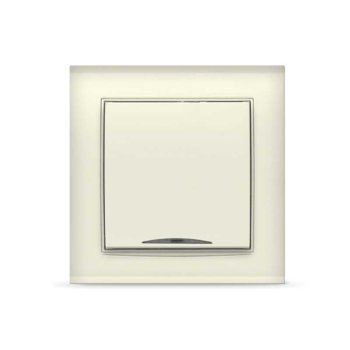 Выключатель Бриллиант 1кл. слоновая кость подсв. (10)