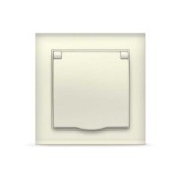 Розетка Бриллиант 1-ая слоновая кость с/з крышка (10)