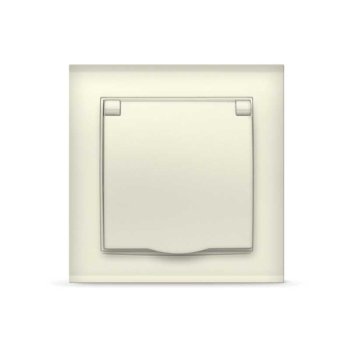 Розетка Бриллиант 1-ая слоновая кость с/з крышка (10)