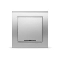 Выключатель Бриллиант 1кл. серебро подсветка (10)