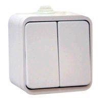 Выключатель Клио 2кл. белый IP44 (10)