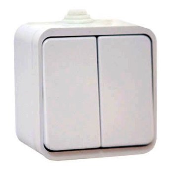 Выключатель Клио 2кл. белый IP44 (10)