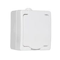 Pозетка Аллегро 1-ая белый с/з крышка IP54 (10)