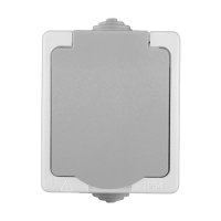 Pозетка Аллегро 1-ая серый с/з крышка IP54 (10)