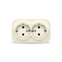 Розетка IONICH 2-ая с заземлением слоновая кость (10)