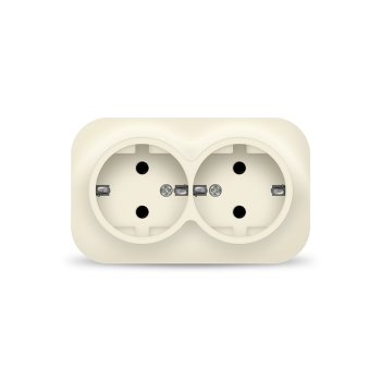 Розетка IONICH 2-ая с заземлением слоновая кость (10)