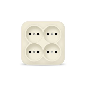 Розетка IONICH 4-ая без заземления квадрат слоновая кость (10)
