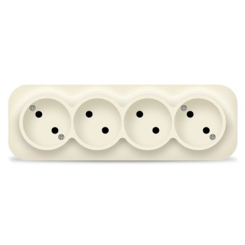 Розетка IONICH 4-ая без заземления слоновая кость (8)