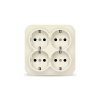 Розетка IONICH 4-ая с заземлением квадрат слоновая кость (10)