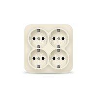 Розетка IONICH 4-ая с заземлением квадрат слоновая кость (10)