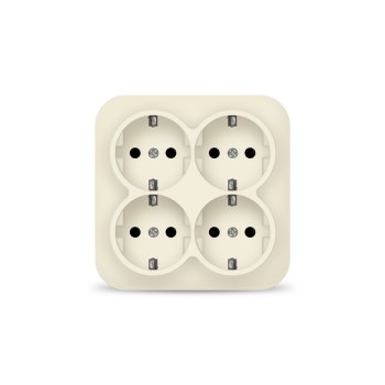 Розетка IONICH 4-ая с заземлением квадрат слоновая кость (10)