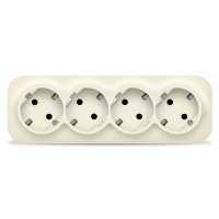Розетка IONICH 4-ая с заземлением слоновая кость (6)