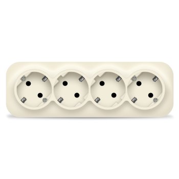 Розетка IONICH 4-ая с заземлением слоновая кость (6)