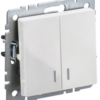 Выкл 2кл подсв механизм белый IEK Brite (10/100)