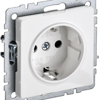 Механизм розетки 1-ая с заземлением белый IEK Brite