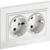 Механизм розетки 2-ая с заземлением белый IEK Brite