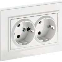 Механизм розетки 2-ая с заземлением белый IEK Brite