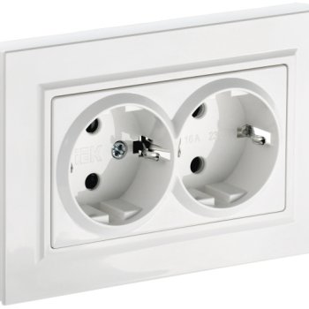 Механизм розетки 2-ая с заземлением белый IEK Brite