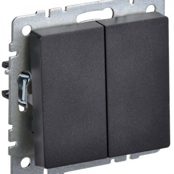 Механизм выключателя 2кл черный IEK Brite