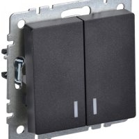 Выкл 2кл подсв механизм черный IEK Brite (10/100)