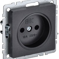 Механизм розетки 1-ая без заземления черный IEK Brite