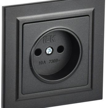 Розетка 1-ая б/з черный IEK Brite (10/100)