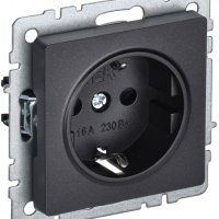 Механизм розетки 1-ая с заземлением черный IEK Brite