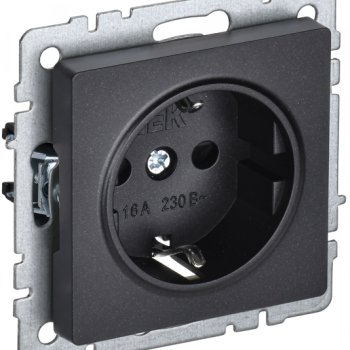 Механизм розетки 1-ая с заземлением черный IEK Brite